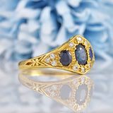 Ellibelle Jewellery Vintage 1975 Victorian Style Sapphire & Diamond 18ct Gold Ring