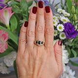 Ellibelle Jewellery Vintage 1975 Victorian Style Sapphire & Diamond 18ct Gold Ring