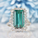 Ellibelle Jewellery Vintage 1976 Blue Tourmaline & Diamond White Gold Cluster Ring (7.40ct)