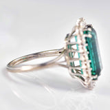 Ellibelle Jewellery Vintage 1976 Blue Tourmaline & Diamond White Gold Cluster Ring (7.40ct)