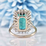 Ellibelle Jewellery Vintage 1976 Blue Tourmaline & Diamond White Gold Cluster Ring (7.40ct)