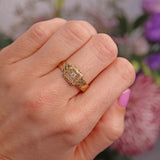 Ellibelle Jewellery Vintage 1976 Diamond 18ct Gold Engraved Signet Ring