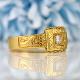 Ellibelle Jewellery Vintage 1976 Diamond 18ct Gold Engraved Signet Ring
