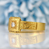 Ellibelle Jewellery Vintage 1976 Diamond 18ct Gold Engraved Signet Ring