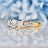 Ellibelle Jewellery Vintage 1976 Diamond 18ct Gold & Platinum Three-Stone Engagement Ring (0.85ct)