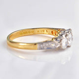 Ellibelle Jewellery Vintage 1976 Diamond 18ct Gold & Platinum Three-Stone Engagement Ring (0.85ct)