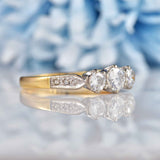 Ellibelle Jewellery Vintage 1976 Diamond 18ct Gold & Platinum Three-Stone Engagement Ring (0.85ct)