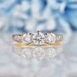 Ellibelle Jewellery Vintage 1976 Diamond 18ct Gold & Platinum Three-Stone Engagement Ring (0.85ct)