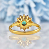 Ellibelle Jewellery Vintage 1976 Emerald & Diamond 18ct Gold Flower Cluster Ring