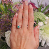 Ellibelle Jewellery Vintage 1976 Emerald & Diamond 18ct Gold Flower Cluster Ring