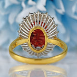 Ellibelle Jewellery Vintage 1976 Garnet & Diamond 18ct Gold Cluster Ring