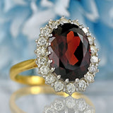 Ellibelle Jewellery Vintage 1976 Garnet & Diamond 18ct Gold Cluster Ring