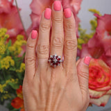 Ellibelle Jewellery Vintage 1976 Marquise Ruby & Diamond 18ct White Gold Cluster Ring