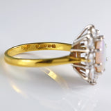 Ellibelle Jewellery Vintage 1976 Opal & Diamond 18ct Gold Cluster Engagement Ring