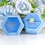 Ellibelle Jewellery Vintage 1976 Opal & Diamond 18ct Gold Cluster Engagement Ring