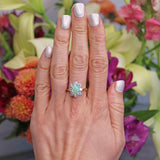 Ellibelle Jewellery Vintage 1976 Opal & Diamond 18ct Gold Cluster Engagement Ring