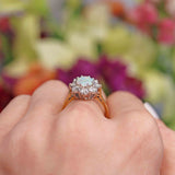 Ellibelle Jewellery Vintage 1976 Opal & Diamond 18ct Gold Cluster Engagement Ring