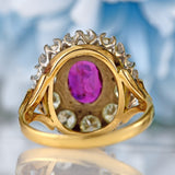 Ellibelle Jewellery Vintage 1976 Ruby & Diamond 18ct Gold Cluster Engagement Ring
