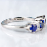 Ellibelle Jewellery Vintage 1976 Sapphire & Baguette-Cut Diamond 18ct White Gold Five-Stone Ring