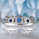 Ellibelle Jewellery Vintage 1976 Sapphire & Baguette-Cut Diamond 18ct White Gold Five-Stone Ring