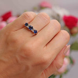 Ellibelle Jewellery Vintage 1976 Sapphire & Baguette-Cut Diamond 18ct White Gold Five-Stone Ring
