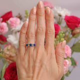 Ellibelle Jewellery Vintage 1976 Sapphire & Baguette-Cut Diamond 18ct White Gold Five-Stone Ring