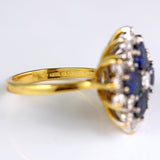 Ellibelle Jewellery Vintage 1976 Sapphire & Diamond 18ct Gold Cluster Ring