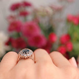 Ellibelle Jewellery Vintage 1976 Sapphire & Diamond 18ct White Gold Cluster Ring
