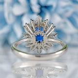 Ellibelle Jewellery Vintage 1976 Sapphire & Vari-Cut Diamond 18ct White Gold Cluster Ring