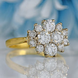 Ellibelle Jewellery Vintage 1977 Diamond 18ct Gold Cluster Engagement Ring (1.00ct)