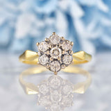 Ellibelle Jewellery Vintage 1977 Diamond 18ct Gold Daisy Cluster Ring (0.70ct)