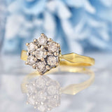 Ellibelle Jewellery Vintage 1977 Diamond 18ct Gold Daisy Cluster Ring (0.70ct)