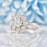 Ellibelle Jewellery Vintage 1977 Diamond 18ct White Gold Daisy Cluster Ring (1.30cts)