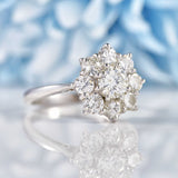 Ellibelle Jewellery Vintage 1977 Diamond 18ct White Gold Daisy Cluster Ring (1.30cts)