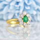 Ellibelle Jewellery Vintage 1977 Emerald Diamond Cluster Ring By Cropp & Farr