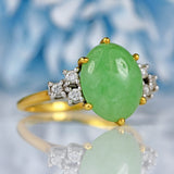 Ellibelle Jewellery Vintage 1977 Jade & Diamond 18ct Gold Ring