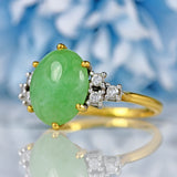 Ellibelle Jewellery Vintage 1977 Jade & Diamond 18ct Gold Ring