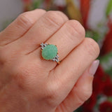 Ellibelle Jewellery Vintage 1977 Jade & Diamond 18ct Gold Ring