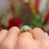 Ellibelle Jewellery Vintage 1977 Jade & Diamond 18ct Gold Ring