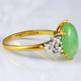 Ellibelle Jewellery Vintage 1977 Jade & Diamond 18ct Gold Ring