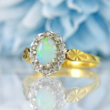 Ellibelle Jewellery Vintage 1977 Opal & Diamond 18ct Gold Cluster Ring