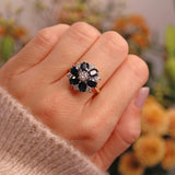 Ellibelle Jewellery Vintage 1977 Sapphire & Diamond 18ct Gold Cluster Dress Ring