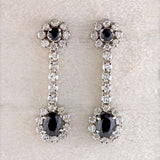 Ellibelle Jewellery Vintage 1977 Sapphire & Diamond 18ct White Gold Pendant Drop Earrings