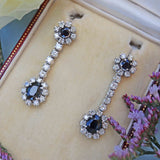 Ellibelle Jewellery Vintage 1977 Sapphire & Diamond 18ct White Gold Pendant Drop Earrings
