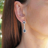 Ellibelle Jewellery Vintage 1977 Sapphire & Diamond 18ct White Gold Pendant Drop Earrings