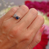 Ellibelle Jewellery Vintage 1977 Sapphire & Diamond 18ct White Gold 'Toi et Moi' Engagement Ring