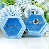 Ellibelle Jewellery Vintage 1977 Sapphire & Vari-Cut Diamond 18ct White Gold Cluster Ring (1.53cts)