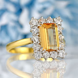 Ellibelle Jewellery Vintage 1977 Yellow Topaz & Diamond 18ct Gold Cluster Ring