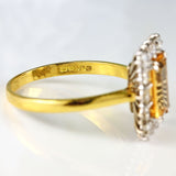 Ellibelle Jewellery Vintage 1977 Yellow Topaz & Diamond 18ct Gold Cluster Ring