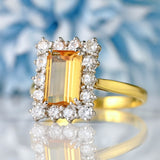Ellibelle Jewellery Vintage 1977 Yellow Topaz & Diamond 18ct Gold Cluster Ring